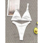 Rib Ring Linked High Cut Bikini Swimsuit