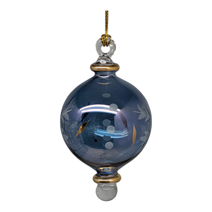 Small Sphere Glass With Gold Accents - Blue