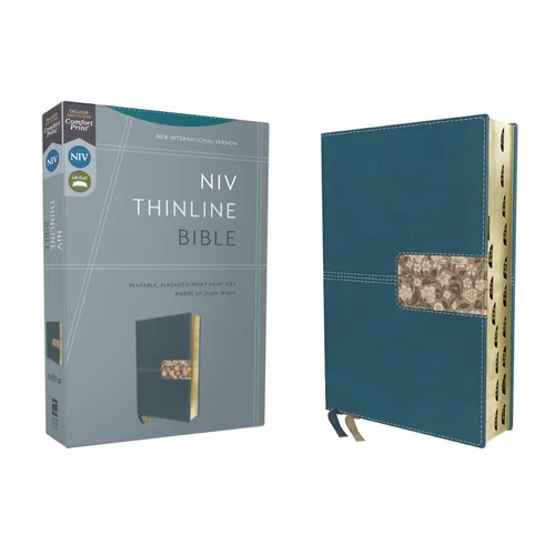 Niv, Thinline Bible, Leathersoft, Teal, Red Letter, Thumb Indexed, Comfort Print - Imitation Leather