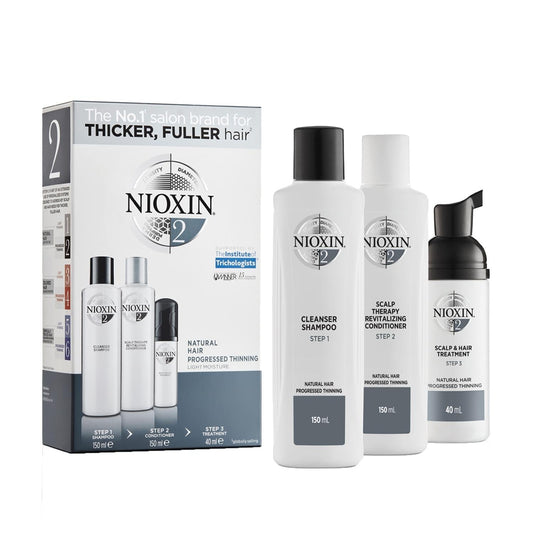 Nioxin Nioxin 2 Hair Care Set for Natural Hair, Anti-Hair Fall Treatment, Compact Size for Travel - Ideal for Hair Loss, Thinning Hair & Scalp Health