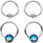 14G Clear Gem Mermaid Scale BCR Captive Nipple Ring Set of 4