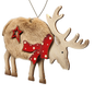 Fuzzy Wooden Reindeer Ornament - Looking Right