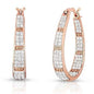 Rose and White Austrian Crystal Hoop Earrings