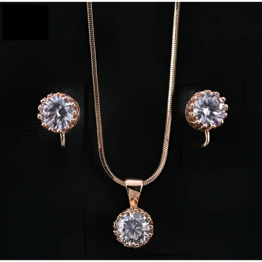 Rose Gold Crystal Classic Jewelry Sets