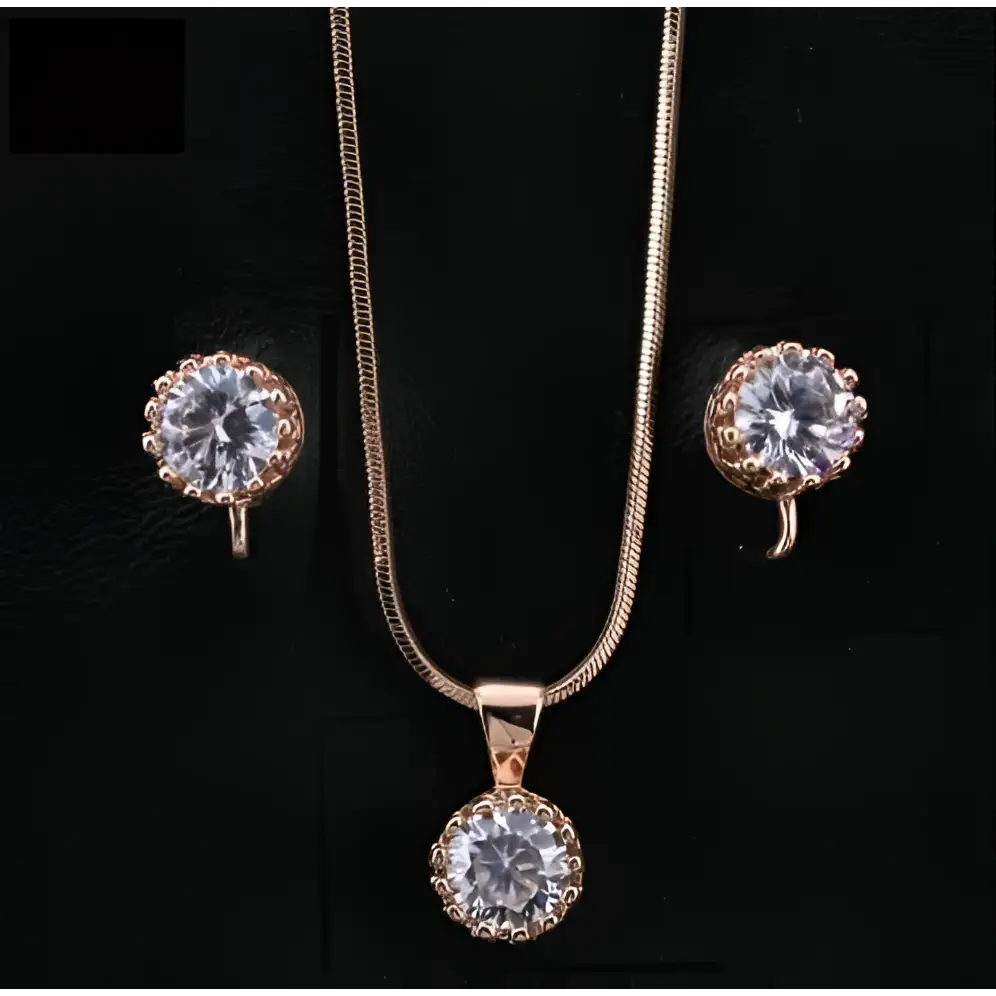 Rose Gold Crystal Classic Jewelry Sets