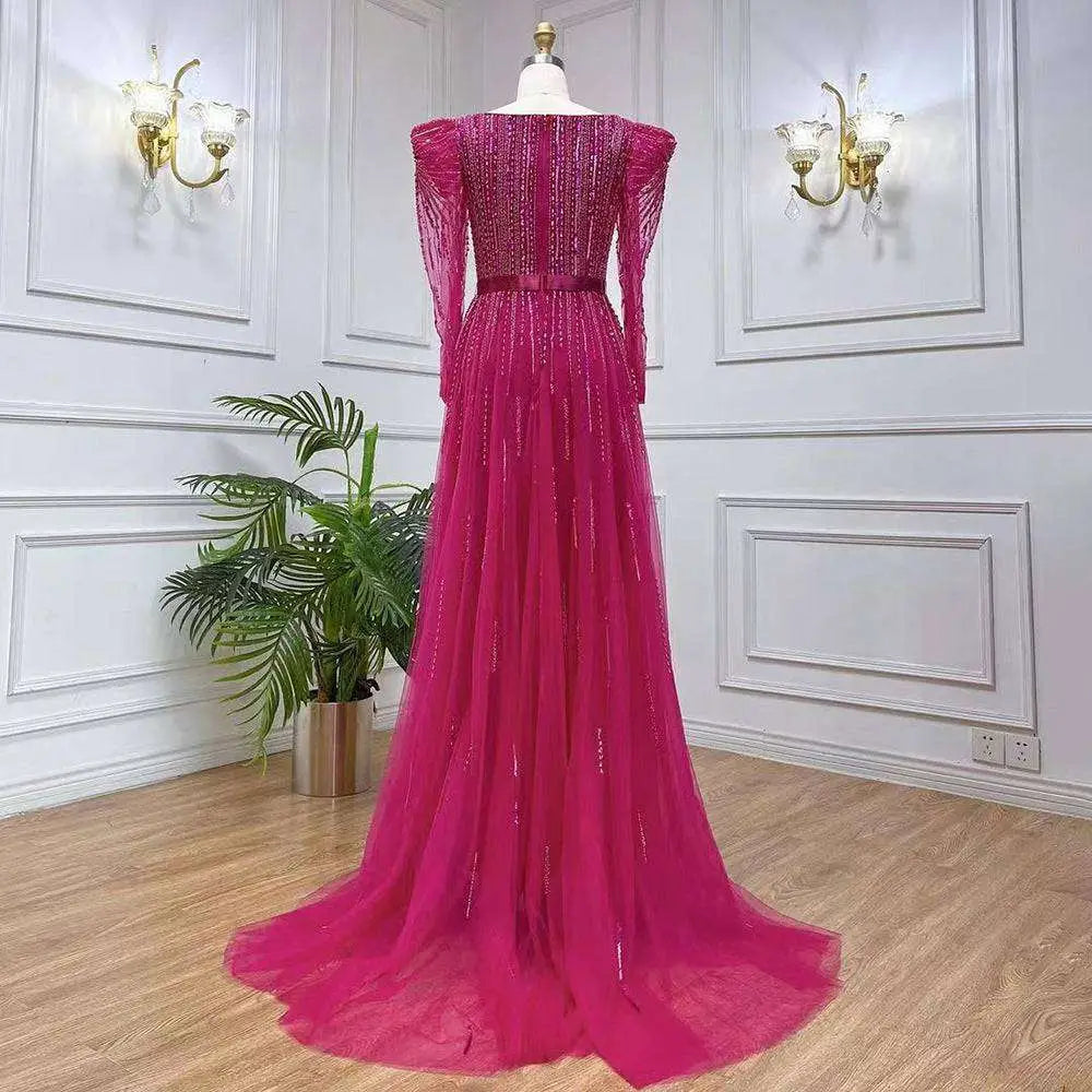 Rose Red Host Performance Sequin Evening Gown