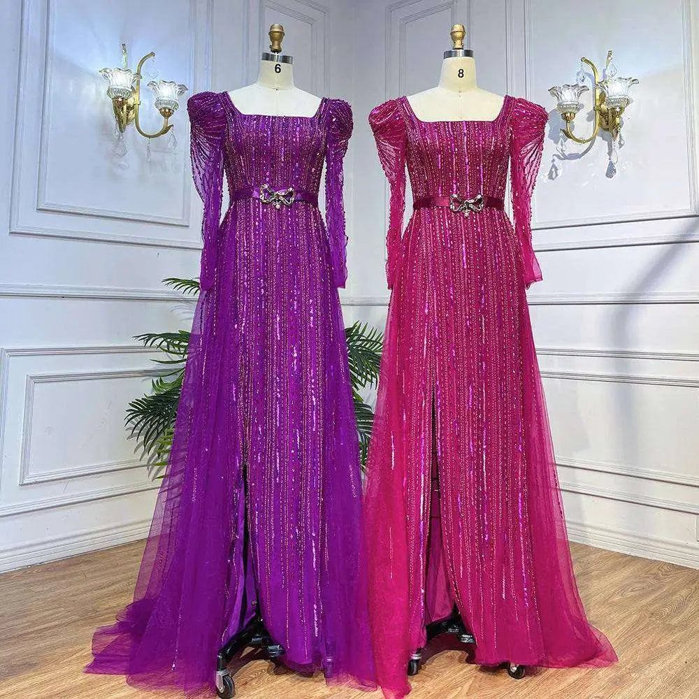 Rose Red Host Performance Sequin Evening Gown