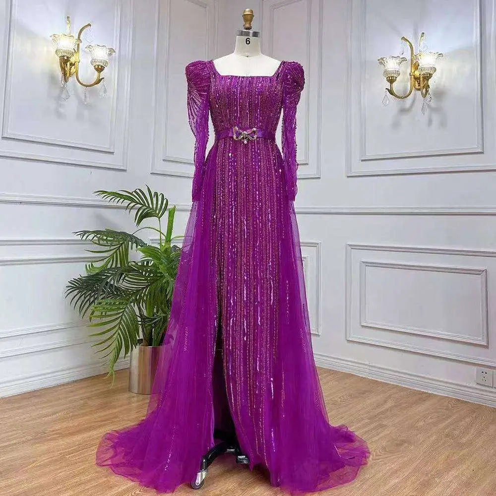 Rose Red Host Performance Sequin Evening Gown