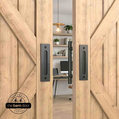 12" Round Pull & Flush Barn Door Handle Combo
