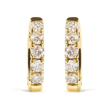Round-Cut Diamond Hoop Earrings in 10K Yellow Gold – 1/2 Cttw