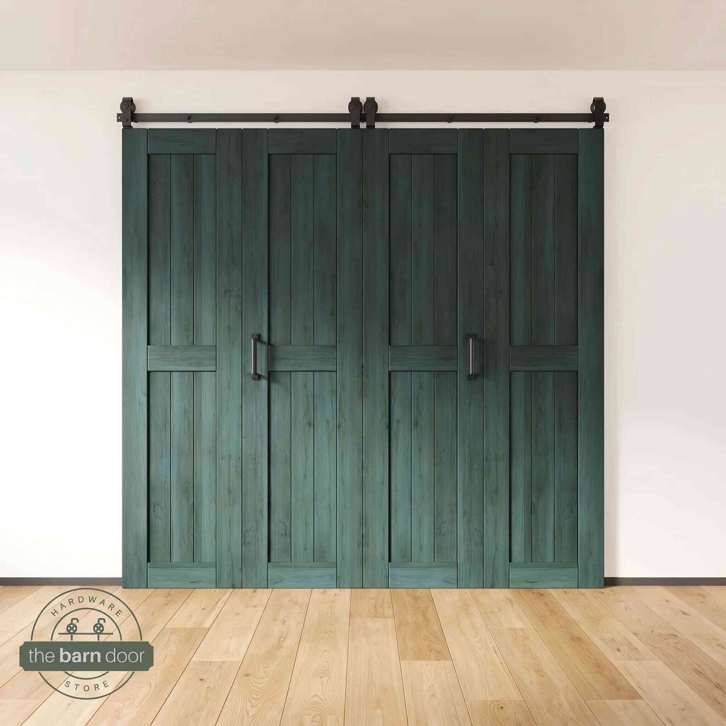 4-Door Bifold Barn Door Kit | Black Hardware