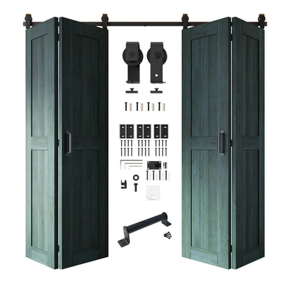 4-Door Bifold Barn Door Kit | Black Hardware