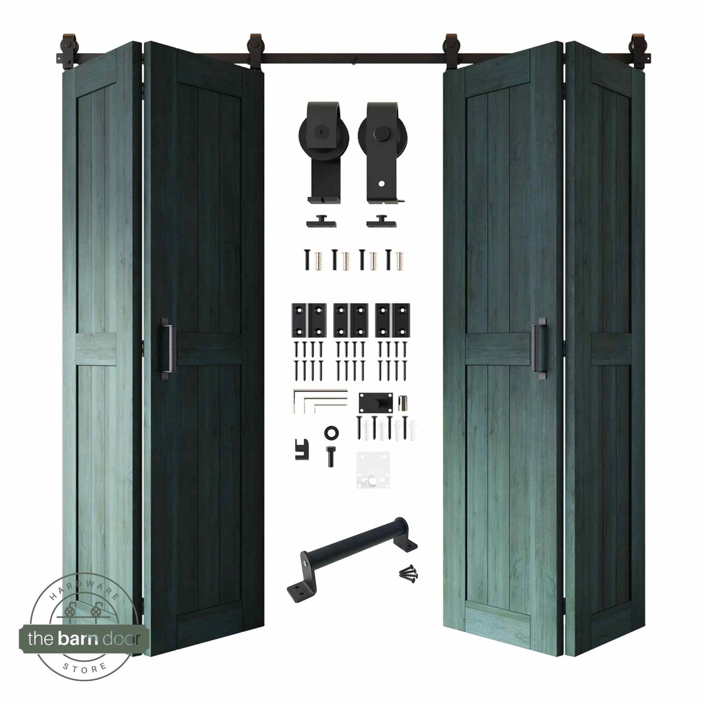 4-Door Bifold Barn Door Kit | Black Hardware