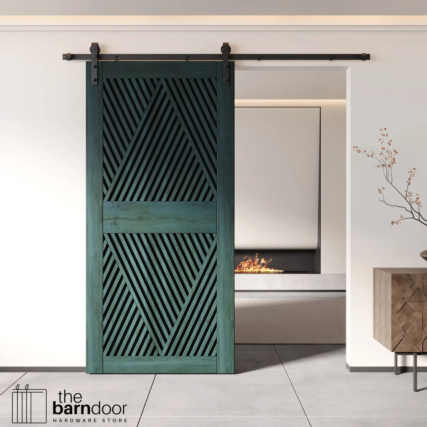 Diamond Pattern Barn Door Kit | Black Hardware