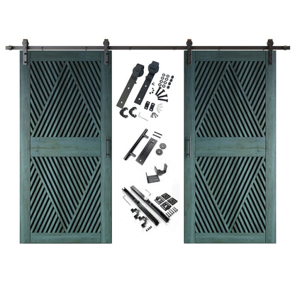Diamond Pattern Double Door Barn Door Kit | Black Barn Door Hardware