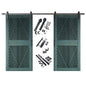 Diamond Pattern Double Door Barn Door Kit | Black Barn Door Hardware