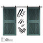 Diamond Pattern Double Door Barn Door Kit | Black Barn Door Hardware