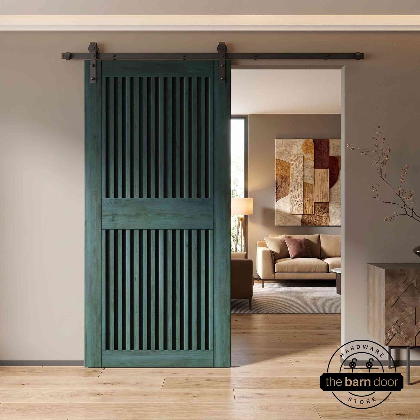 Vertical Slat Barn Door Kit | Black Hardware