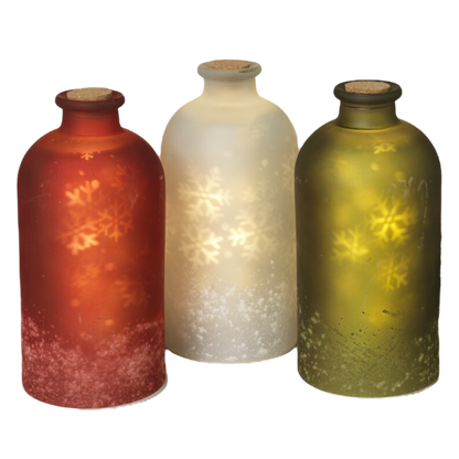 Lighted Snowflake Luminary Bottles -
