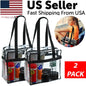 2x Clear PVC Tote Bag Women Large Transparent Handbag Zip Purse Stadium Security