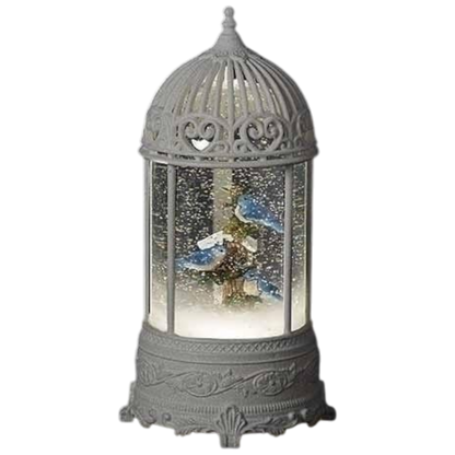 Bluebird with Holly Swirl Birdcage – 10.5 Inch