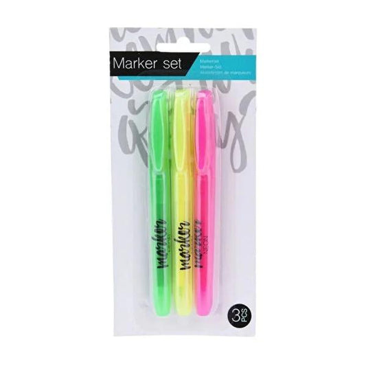 KPM Vibrant Highlighter Pen Set - 3 Pack: Phosphorescent Markers for Drawing, Sketching & Coloring - Make Your Notes & Art POP.