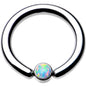 10G 1/2 White Faux Opal 4mm Disc BCR Captive Ring