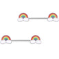 14G 9/16 No Rain Rainbow Barbell Nipple Ring Set