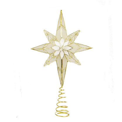 Gold Capiz 8-Point Star Tree Topper - 12 Inch