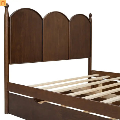 Bed Frame Queen Walnut Drawers Twin XL Trundle Pullout