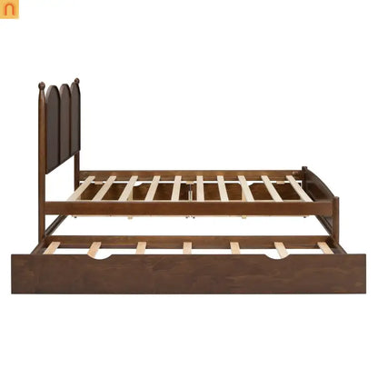 Bed Frame Queen Walnut Drawers Twin XL Trundle Pullout