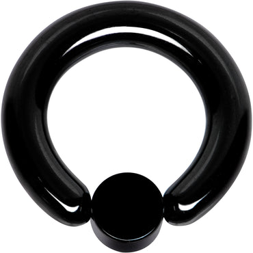 6G 1/2 White Faux Opal 6mm Disc Black IP BCR Captive Ring