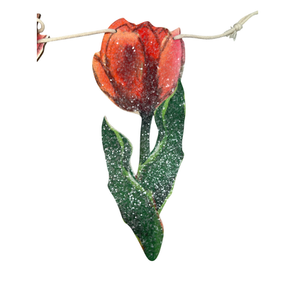Wooden Tulip Garland - Red