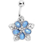 Blue Faux Opal Filigree Holiday Flower Belly Ring