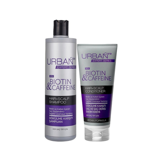 URBAN Care Expert Biotin & Caffeine Shampoo 350ml & Conditioner 200ml Set - Nourishing Hair Care for Healthier Growth