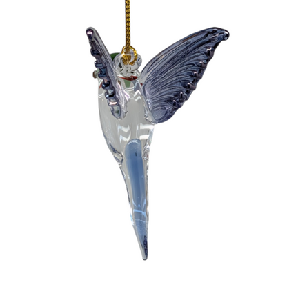 Feeding Hummingbird - Midsummer Blue - Egyptian Glass Ornament