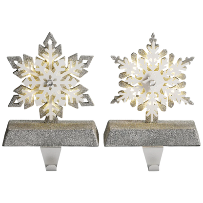 Lighted Snowflake Stocking Hanger - 2 Piece Set