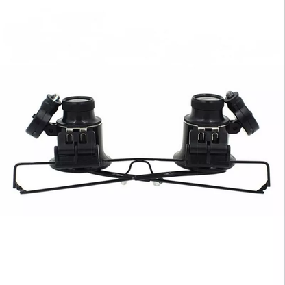 20X LED Lighted Eyeglass Loupe – Dual Magnifying Glasses, Hands-Free Magnifier with Adjustable Lens