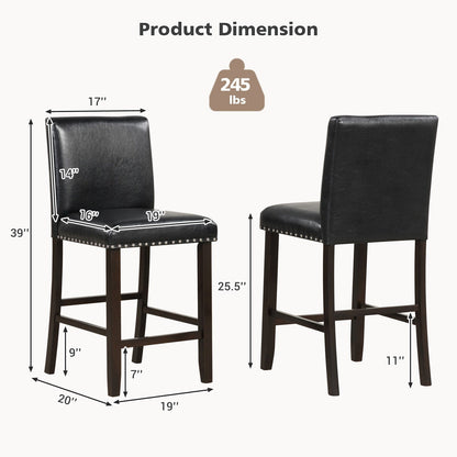 Set of 2 Linen Fabric Bar Stools with Back for Kitchen Island