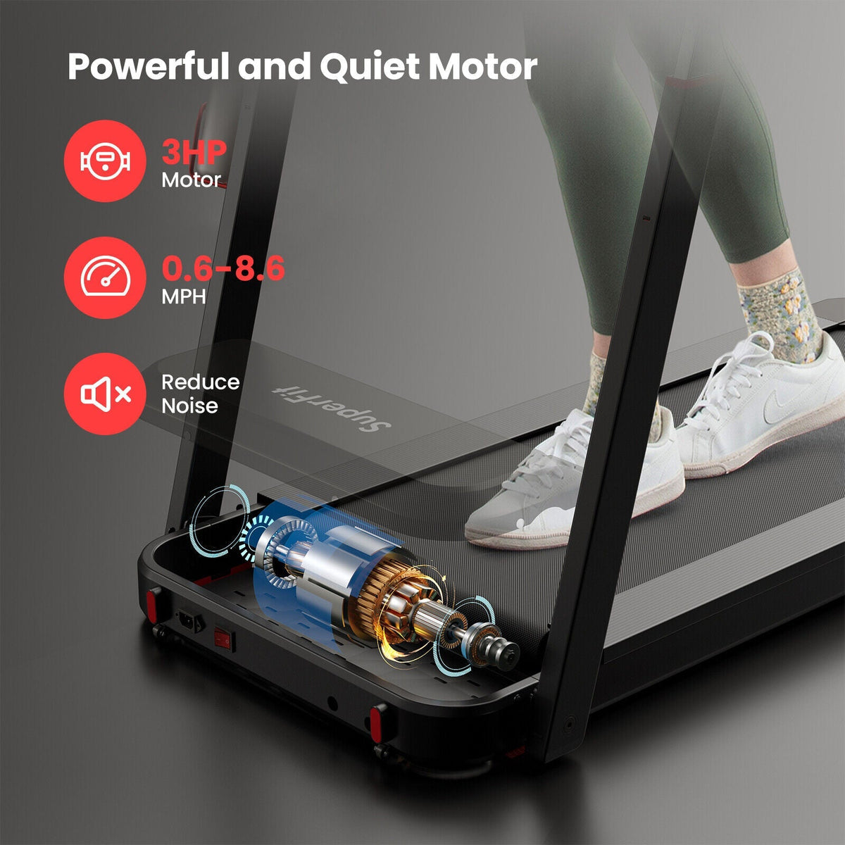 3HP Folding Treadmill with Adjustable Height and APP Control