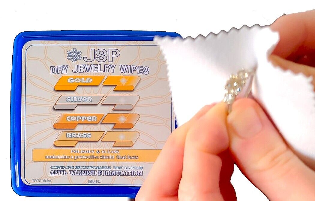 JSP Jewelers Polishing Cloth Wipes – 32-Pack, 3.1'' Square, Lint-Free for Gold, Silver, Brass & More