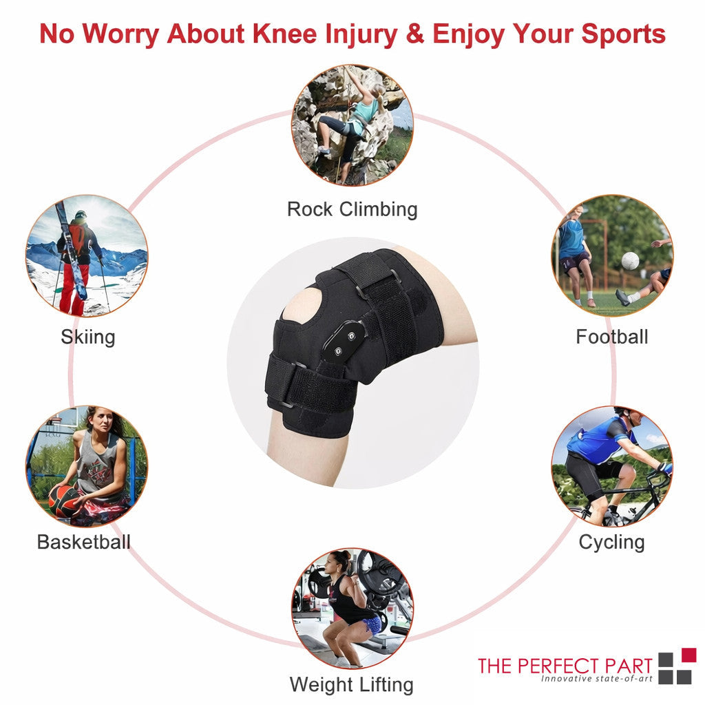 Knee Brace Compression Sleeve Hinged Joint Support Open Patella Stabilizer Wrap