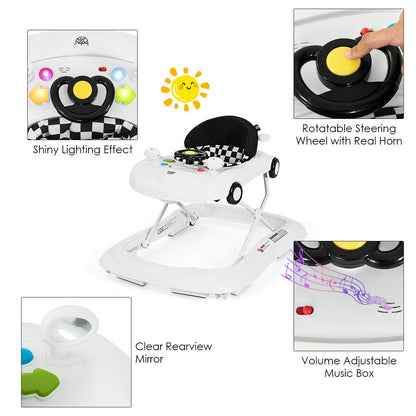 2-in-1 Foldable Baby Walker with Music Player and Lights