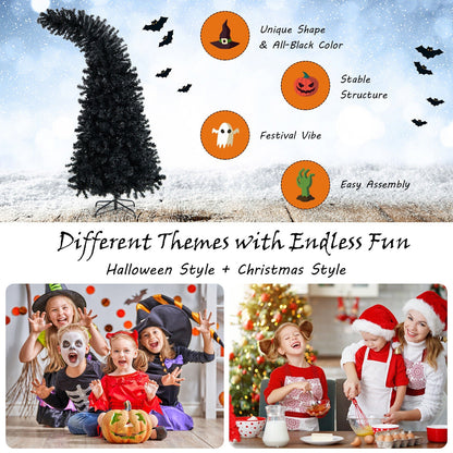 7 Feet Pre-Lit Black Halloween Tree with 8 Flash Modes and 400 Lights