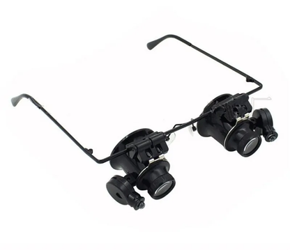 20X LED Lighted Eyeglass Loupe – Dual Magnifying Glasses, Hands-Free Magnifier with Adjustable Lens