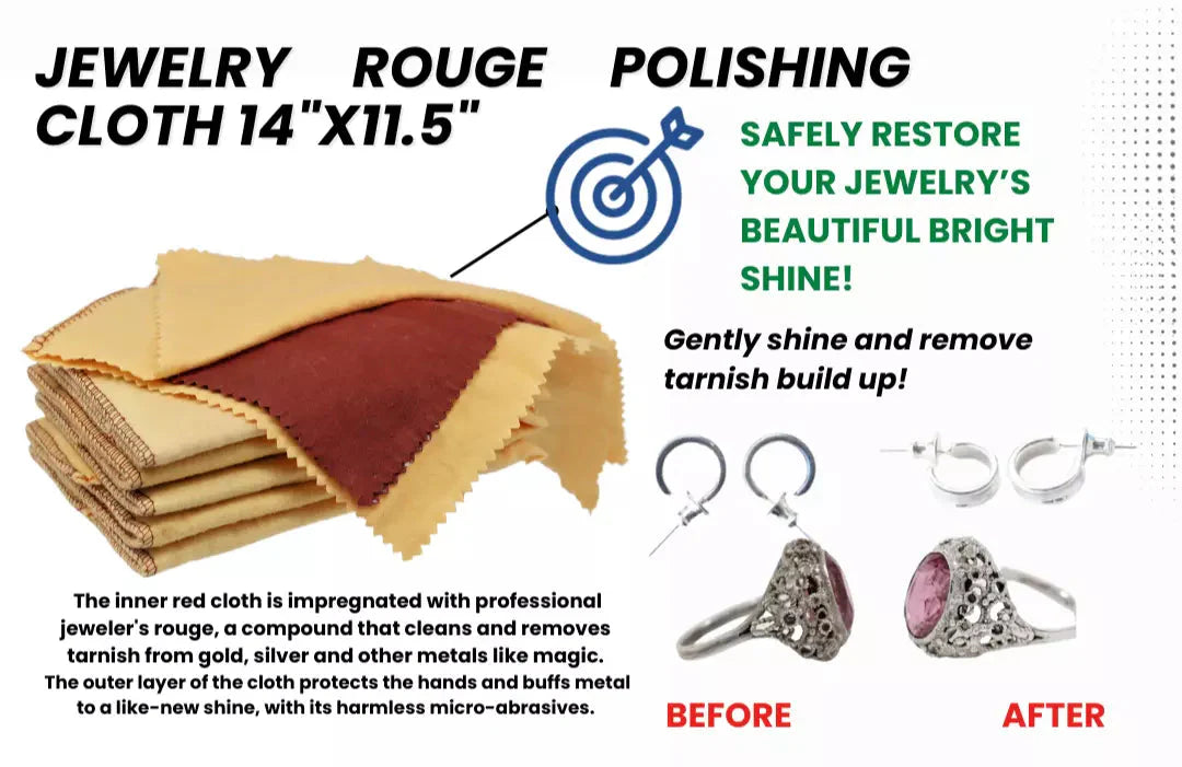 JSP Gold and Silver Rouge Polishing Cloth Copper Brass Nickel Jewelry 12" x 14"