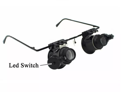 20X LED Lighted Eyeglass Loupe – Dual Magnifying Glasses, Hands-Free Magnifier with Adjustable Lens