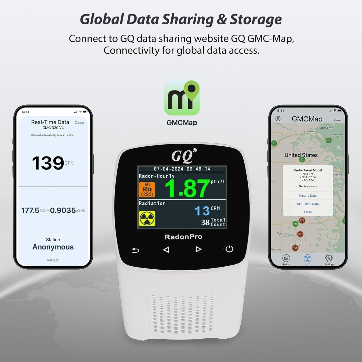 GQ Radon Pro 2-in-1 Radon & Radiation Detector Geiger Counter Fast, Accurate