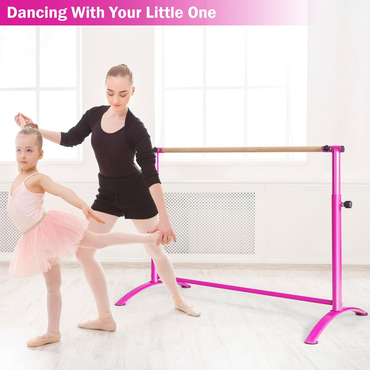 51 Inch Ballet Barre Bar with 4-Position Adjustable Height