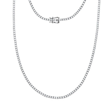 Ct Round Certified Lab Grown Diamond 14K Solid Gold Women’s Tennis Necklace (18")